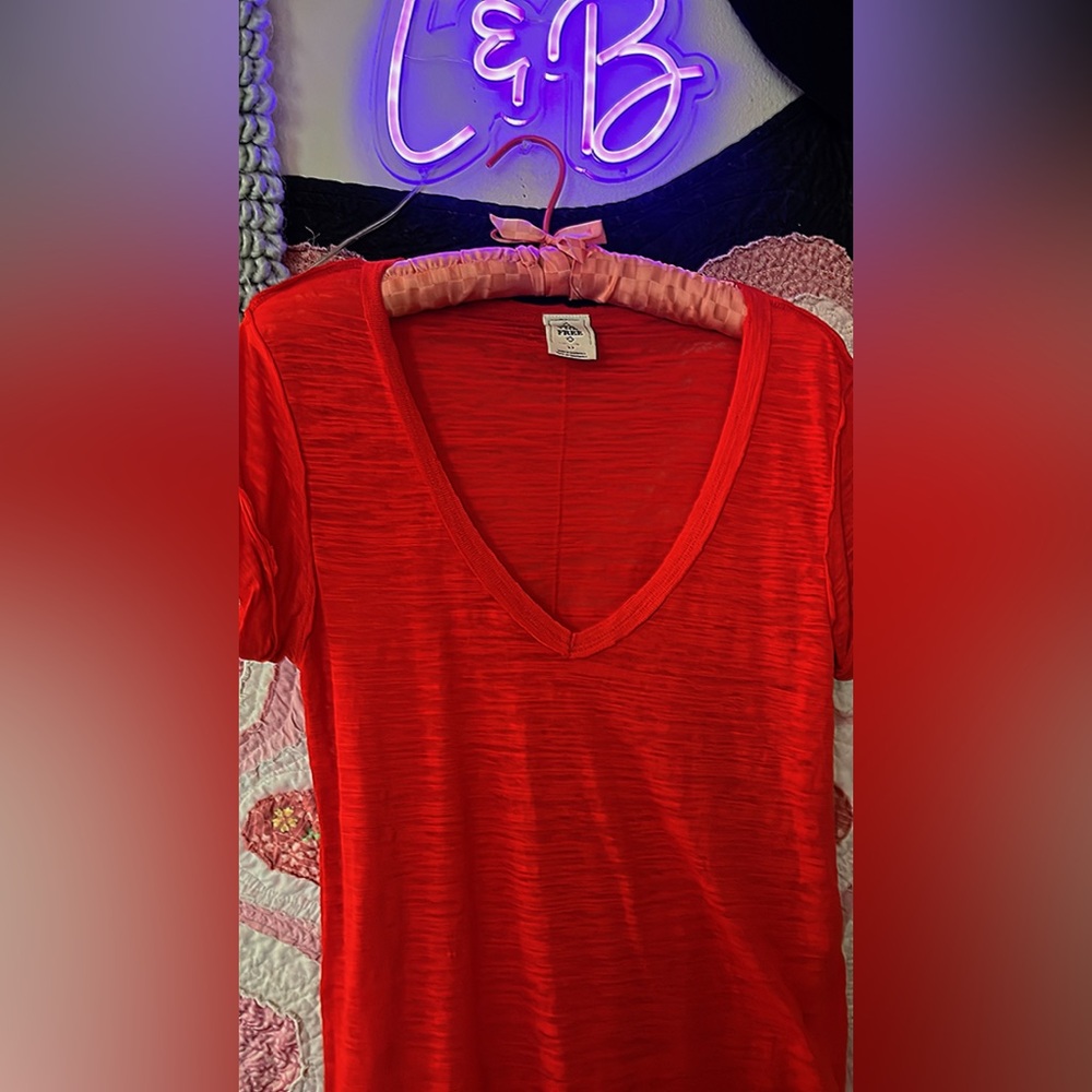 We the free red distressed Top - Picture 5 of 5